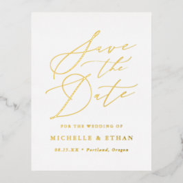 Minimalistische Kalligraphie Save the Date Folie Einladungspostkarte