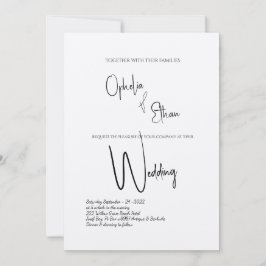 Minimalistische Kalligraphie Schwarz-Weiß-Hochzeit Einladung