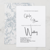 Minimalistische Kalligraphie Schwarz-Weiß-Hochzeit Einladung (Vorne/Hinten)