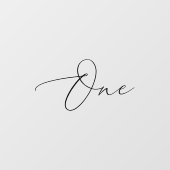 Minimalistische Kalligraphie Schwarze Tischnummer Fensteraufkleber (Blatt)