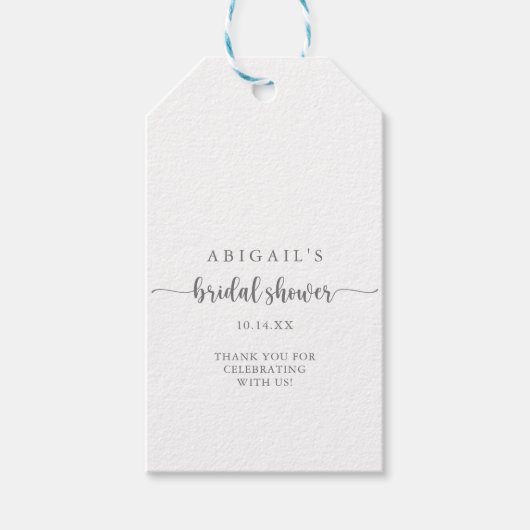 Minimalistische Kalligraphie Silver Brautparty Geschenkanhänger (Vorderseite)