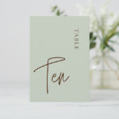Minimalistische Kalligraphie Tabelle 10 Tischnumme Einladung (Stehend Vorderseite)