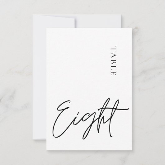 Minimalistische Kalligraphie Tabelle acht Tischnum Einladung (Rückseite)
