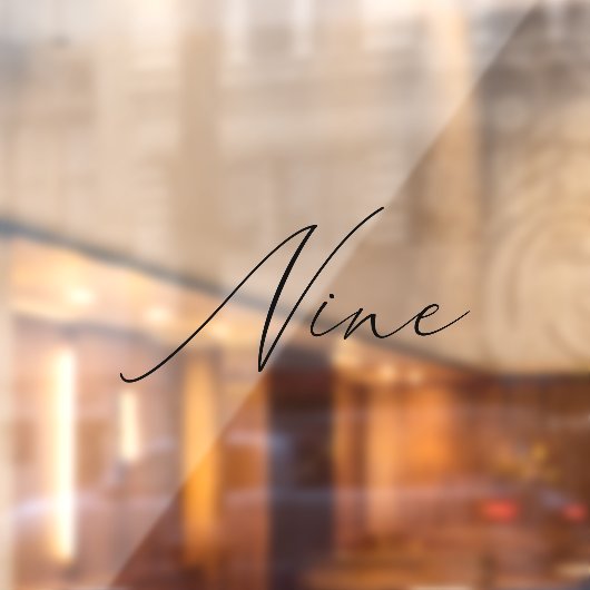 Minimalistische Kalligraphie Tabelle Neun Tischnum Fensteraufkleber (Blatt 2)