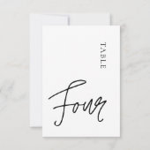 Minimalistische Kalligraphie Tabelle Vier Tischnum Einladung (Rückseite)