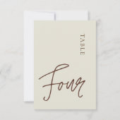 Minimalistische Kalligraphie Tabelle Vier Tischnum Einladung (Rückseite)