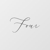 Minimalistische Kalligraphie Tabelle Vier Tischnum Fensteraufkleber (Blatt)