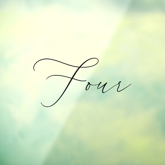 Minimalistische Kalligraphie Tabelle Vier Tischnum Fensteraufkleber (Blatt 3)