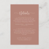 Minimalistische Kalligraphie Terracotta Hochzeitss Begleitkarte (Vorderseite)