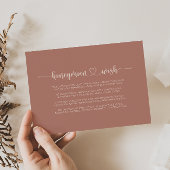 Minimalistische Kalligraphie Terracotta Honeymoon Begleitkarte