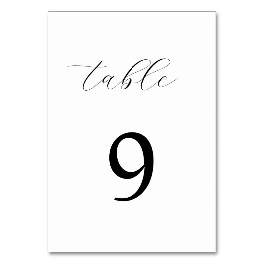 Minimalistische Kalligraphie Tischnummer (Vorderseite)