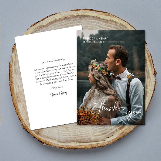 Minimalistische Kalligraphie Vielen Dank Fotokarte Einladung