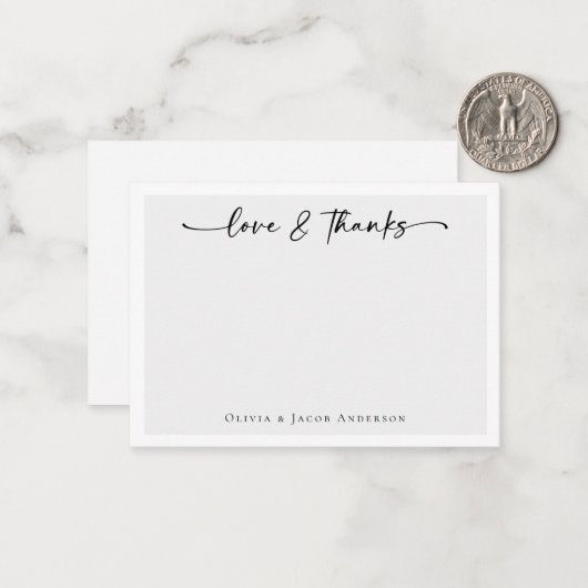 Minimalistische Kalligraphie Vielen Dank Mitteilungskarte (Vorderseite/Rückseite Beispiel)