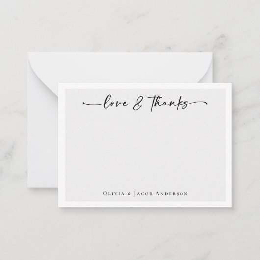 Minimalistische Kalligraphie Vielen Dank Mitteilungskarte (Vorderseite)