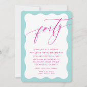 MINIMALISTISCHE Kalligraphie Welle 40. Party Minze Einladung (Vorderseite)