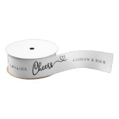 Minimalistische kalligraphische Cheers Custom Wedd Ripsband (Spule)