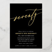 MINIMALISTISCHE kalligraphische Chic 70. Geburtsta Folieneinladung (Vorderseite)