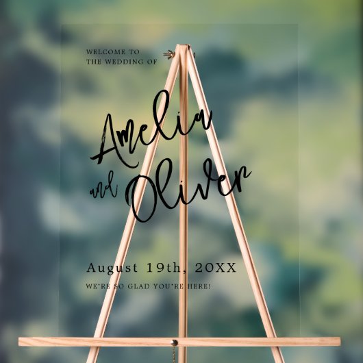 Minimalistische kalligraphische Hochzeit Begrüßung Acrylschild (Neutral)