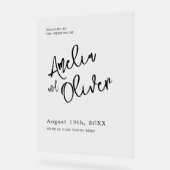 Minimalistische kalligraphische Hochzeit Begrüßung Acrylschild (Winkel)