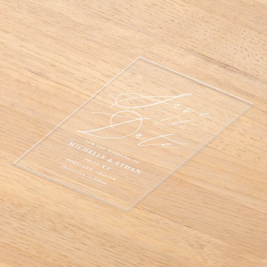 Minimalistische kalligraphische Hochzeit retten da Acryleinladungen (Ablage )