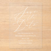 Minimalistische kalligraphische Hochzeit retten da Acryleinladungen (Vorderseite)