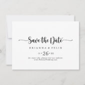 Minimalistische kalligraphische Hochzeit Save The Date (Vorderseite)