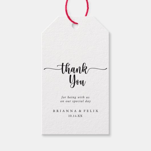 Minimalistische kalligraphische Hochzeit Vielen Da Geschenkanhänger (Vorderseite)