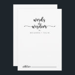 Minimalistische kalligraphische Hochzeiten von Wei Hinweiskarte<br><div class="desc">Diese minimalistische kalligraphische Hochzeitsworte der Weisheitsratenkarte ist perfekt für eine rustikale Hochzeit. Das einfache und elegante Design zeichnet sich durch klassische und extravagante Schriftzeichen in Schwarz und Weiß aus. Diese Karten sind ideal für Hochzeiten, Brautparty, Babydusche, Graduiertenfest u.v.m. Personalisieren Sie die Karten mit den Namen der Braut und Bräutigam, den...</div>