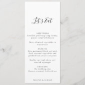 Minimalistische kalligraphische Hochzeitmenü Menükarte (Vorderseite)