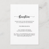 Minimalistische kalligraphische Hochzeitsempfehlun Begleitkarte (Vorderseite)