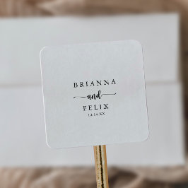Minimalistische kalligraphische Hochzeitsszenarien Quadratischer Aufkleber