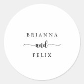 Minimalistische kalligraphische Hochzeitsszenarien Runder Aufkleber (Vorderseite)