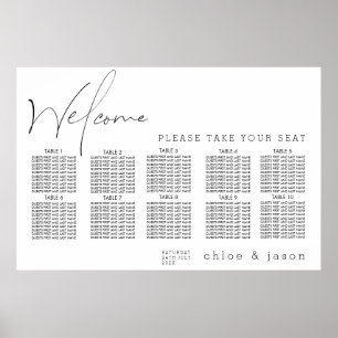 Minimalistische kalligraphische Hochzeitstabelle Poster
