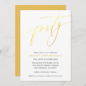 MINIMALISTISCHE kalligraphische Schick 40. Geburts Einladung (Vorne/Hinten)