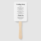 Minimalistische kalligraphische White Wedding Prog Fächer (Rückseite)