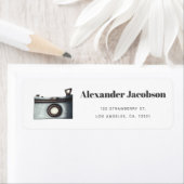 Minimalistische Kamera-Fotografie-Rücksendeadresse (Insitu)