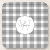 Minimalistische Karierte Monogramm Getränkeuntersetzer (Vorderseite)