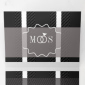 Minimalistische Karierte Rot-Ring-Logo-Hochzeit Dreifach Gefaltete Einladung (Innen Erste Seite)