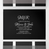 Minimalistische Karierte Rot-Ring-Logo-Hochzeit Dreifach Gefaltete Einladung (Innenseite Mitte)