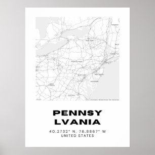 Minimalistische Karte Pennsylvania Poster