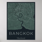 Minimalistische Karte von Bangkok - Kunst der grün Poster (Vorne)