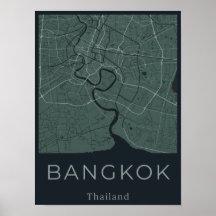 Minimalistische Karte von Bangkok - Kunst der grün