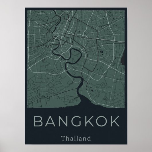 Minimalistische Karte von Bangkok - Kunst der grün Poster (Vorne)