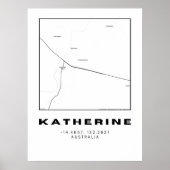 Minimalistische Katherine Map mit Koordinaten | Sc Poster (Vorne)