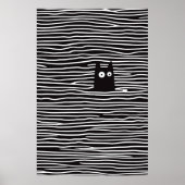 Minimalistische Katze in Streifen Poster (Vorne)