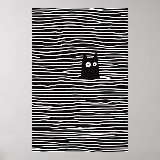 Minimalistische Katze in Streifen Poster (Vorne)
