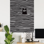 Minimalistische Katze in Streifen Poster (Heimbüro)