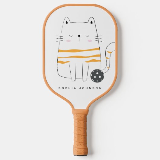 Minimalistische Katze, Individuelle Name Picklebal Pickleball Schläger (Vorderseite)