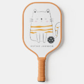 Minimalistische Katze, Individuelle Name Picklebal Pickleball Schläger (Rückseite)