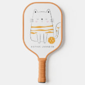 Minimalistische Katze, Individuelle Name Picklebal Pickleball Schläger (Rückseite)